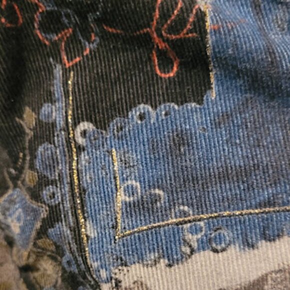 #119 Cord patchwork look eclectic flare sleeve button up - Picture 4 of 5